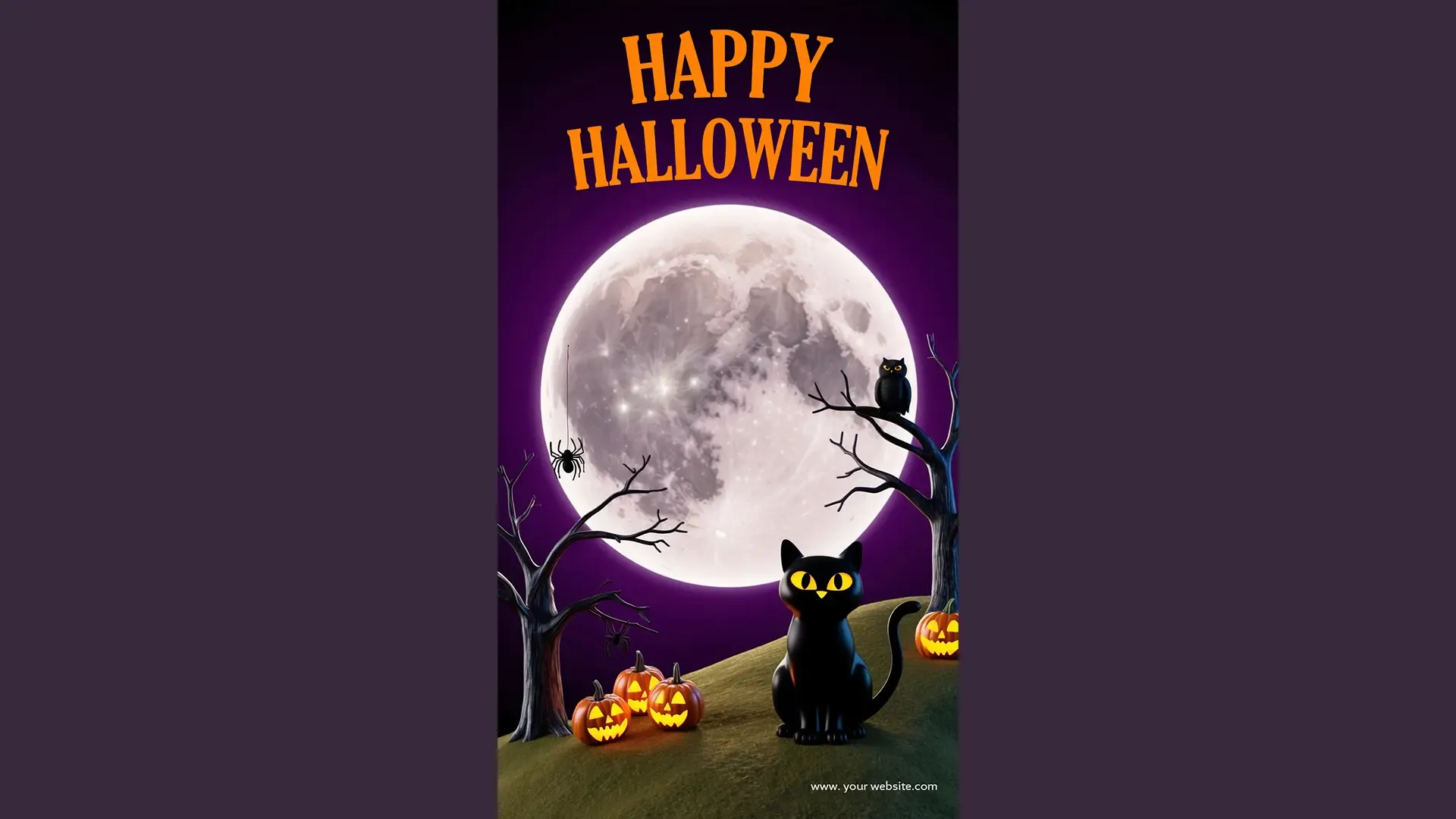 Happy Halloween Instagram Story with Full Moon and Black Cat Design